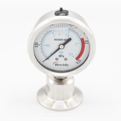 Manometer, číselník 63 mm (spodné pripojenie), s oddeľovacou membránou CLAMP (K50.5)